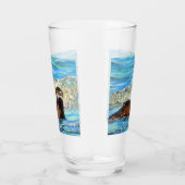 Otter in Waves 2 schilderen Glas (Rechts)