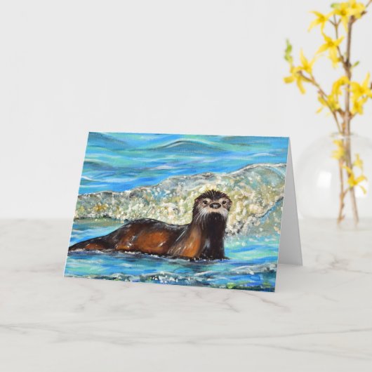 Otter in Waves 2 schilderen Kaart (Gele Bloem)