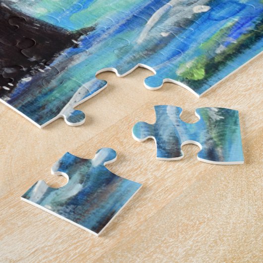 Otter in Waves 2 schilderen Legpuzzel (Zijkant)