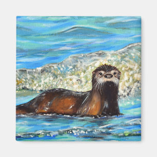 Otter in Waves 2 schilderen Magneet