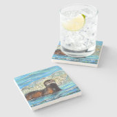 Otter in Waves 2 schilderen Stenen Onderzetter (Zijkant)