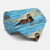 Otter in Waves 2 schilderen Stropdas (Opgerold)