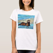 Otter in Waves 2 schilderen T-shirt (Voorkant)