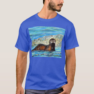 Otter in Waves 2 schilderen T-shirt