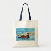 Otter in Waves 2 schilderen Tote Bag (Voorkant)
