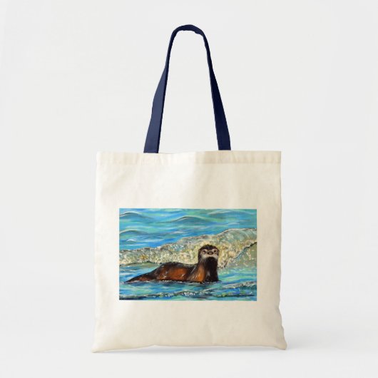 Otter in Waves 2 schilderen Tote Bag (Voorkant)