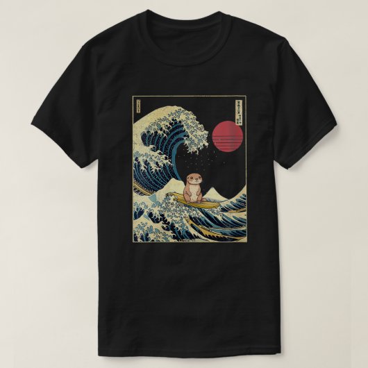 Otter Japans Kanagawa Wave Funny Surf Dier VNe T-shirt (Design voorkant)