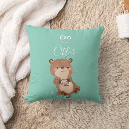 Otter: Jouw naam Cute Alphabet Monogram toevoegen Kussen (Deken)