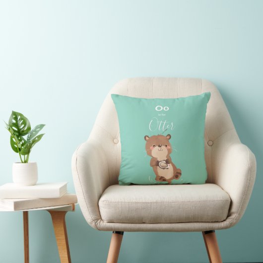 Otter: Jouw naam Cute Alphabet Monogram toevoegen Kussen (Stoel)