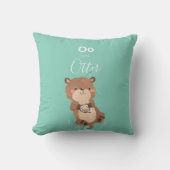 Otter: Jouw naam Cute Alphabet Monogram toevoegen Kussen (Voorkant)