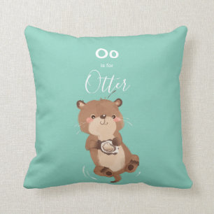 Otter: Jouw naam Cute Alphabet Monogram toevoegen Kussen