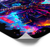 Otter Katana Cyberpunk Neon Samurai Japanese Art  Poster (Hoek)