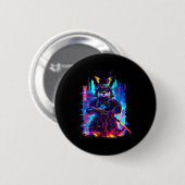 Otter Katana Cyberpunk Neon Samurai Japanese Art  Ronde Button 5,7 Cm (Voorkant /achterkant)