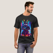 Otter Katana Cyberpunk Neon Samurai Japanese Art  T-shirt (Voorkant volledig)