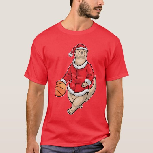Otter Kerst Basketbal T-shirt (Voorkant)