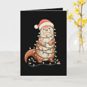 Otter Kerst Dier Kerst Lichtjes Kerstmannen Hoed Kaart (Gele Bloem)