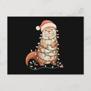 Otter Kerst Dier Xmas Lichtjes Kerstmannenhoed Feestdagenkaart