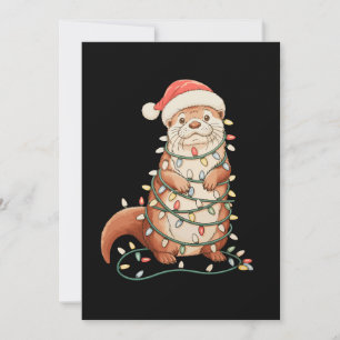 Otter Kerst Dier Xmas Lichtjes Kerstmannenhoed Feestdagenkaart