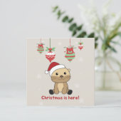 Otter Kerst Sneeuw Winter Dieren Otter Uitnodiging (Staand voorkant)