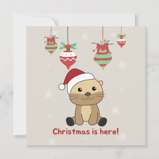 Otter Kerst Sneeuw Winter Dieren Otter Uitnodiging (Voorkant)