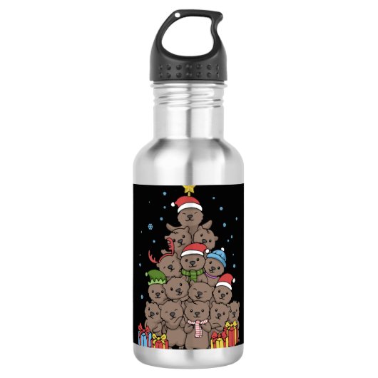 Otter kerstboom Funny Kerstcadeau Waterfles (Voorkant)