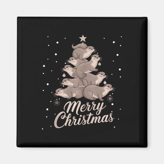 Otter Kerstboom Otter Kerstboom Vrolijk Kerstfeest Magneet (Voorkant)