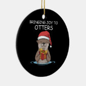 Otter-kerstcadeautje Keramisch Ornament (Rechts)