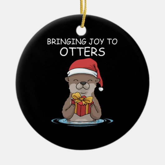 Otter-kerstcadeautje Keramisch Ornament (Voorkant)