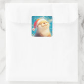 Otter Kerstgeest Vierkante Sticker (Tas)