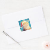 Otter Kerstgeest Vierkante Sticker (Envelop)