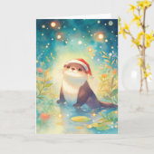 Otter Kerstglans Kaart (Gele Bloem)