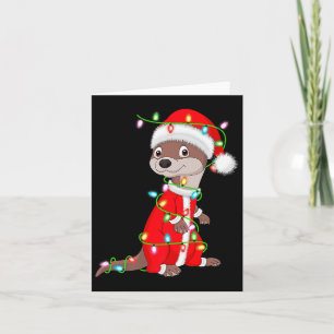 Otter Kerstlichten Kerstman Kostuum Cute Dier X Kaart