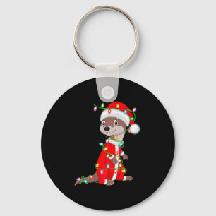 Otter Kerstlichten Kerstman Kostuum Cute Dier X Sleutelhanger