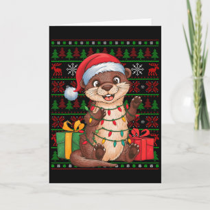 Otter Kerstlichten Lelijke Kerstmanhoed Otter Kers Kaart