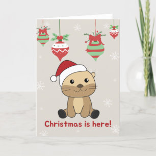 Otter Kerstmis Sneeuw Winter Dieren Otter Feestdag Feestdagen Kaart