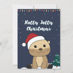 Otter Kerstmis Sneeuw Winter Dieren Otter Feestdag Feestdagenkaart