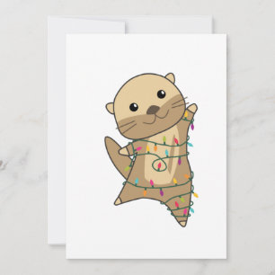Otter Kerstmis Sneeuw Winter Dieren Otter Feestdagenkaart