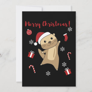 Otter Kerstmis Sneeuw Winter Dieren Otter Feestdagenkaart