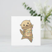 Otter Kerstmis Sneeuw Winter Dieren Otter Kaart (Staand voorkant)
