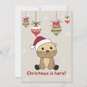Otter Kerstmis Sneeuw Winter Dieren Otter Vakantie Feestdagenkaart