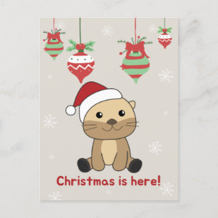 Otter Kerstmis Sneeuw Winter Dieren Otter Vakantie Feestdagenkaart