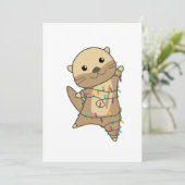 Otter Kerstmis Sneeuw Winterdieren Otter Feestdagenkaart (Staand voorkant)