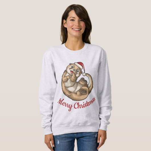 Otter Kerstmis T-Shirt (Voorkant volledig)
