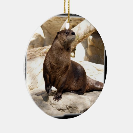 Otter kerstversiering keramisch ornament (Rechts)