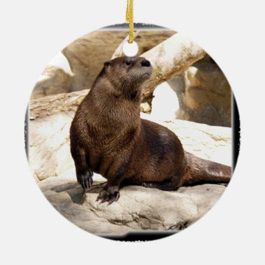 Otter kerstversiering keramisch ornament (Achterkant)