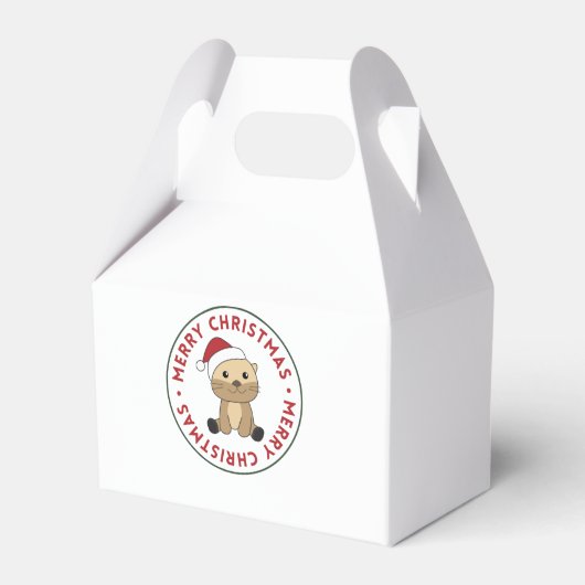 Otter-kerstwinterdieren otter bedankdoosjes (Voorkant Zijde)