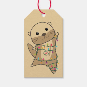 Otter-kerstwinterdieren Otter Gift Label Cadeaulabel