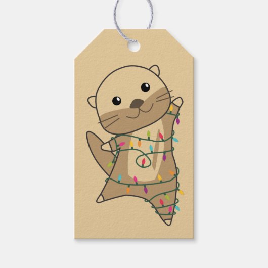 Otter-kerstwinterdieren Otter Gift Label Cadeaulabel (Voorkant)