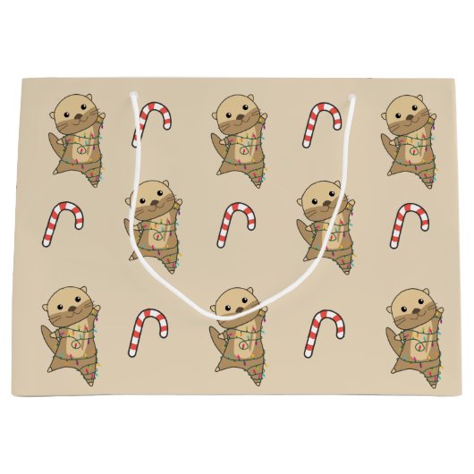 Otter-kerstwinterdieren otter groot cadeauzakje (Voorkant)