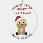 Otter-kerstwinterdieren Otter-keramisch Keramisch Ornament (Links)